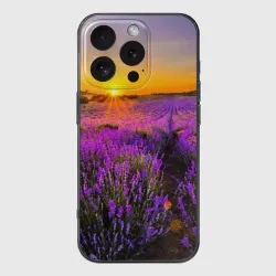 Чехол для iPhone 16 Pro силиконовый с защитой камеры Лавандовое поле
