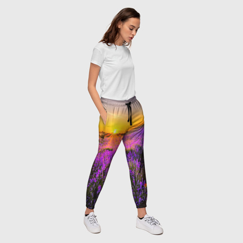Женские брюки 3D Лавандовое поле, цвет 3D печать - фото 5