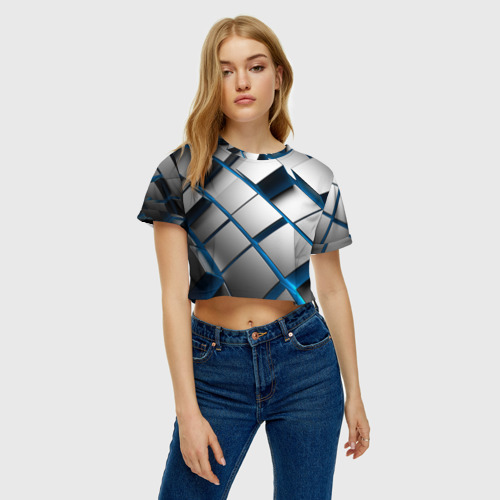 Женская футболка Crop-top 3D Текстура, цвет 3D печать - фото 4