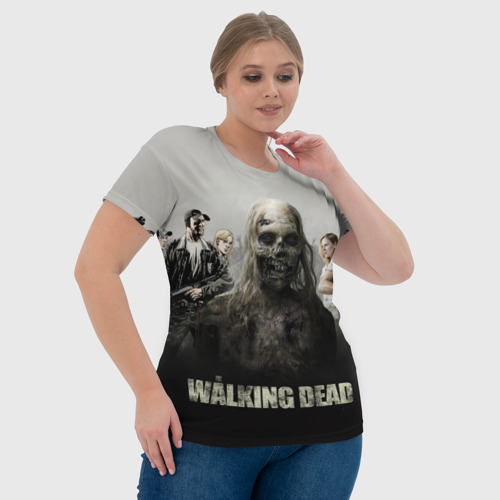Женская футболка 3D с принтом Ходячий мертвец на фоне героев, фото #4