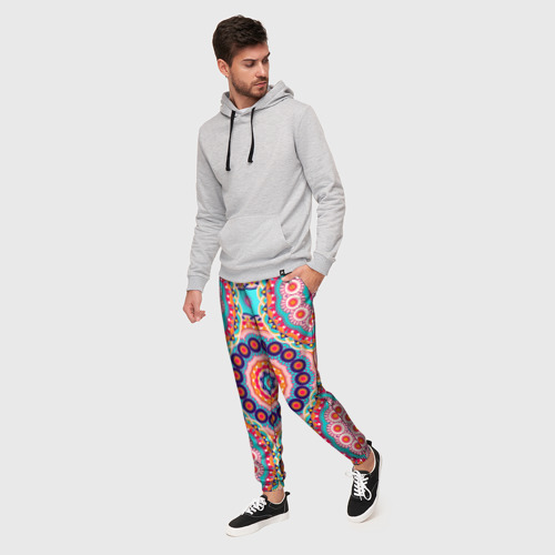 Мужские брюки 3D Узор круги, цвет 3D печать - фото 3