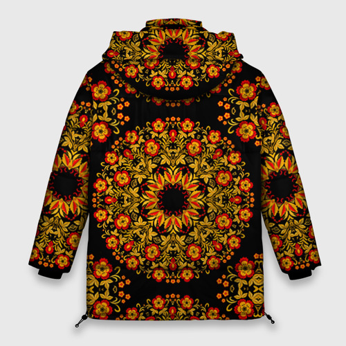 Женская зимняя куртка Oversize Хохлома Роспись, цвет черный - фото 2