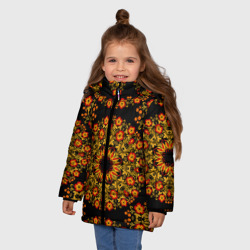 Зимняя куртка для девочек 3D Хохлома Роспись - фото 2