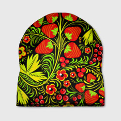 Шапка 3D Роспись Хохлома с клубникой-земляникой