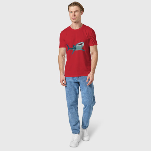 Мужская футболка хлопок Веселая акула, цвет красный - фото 5