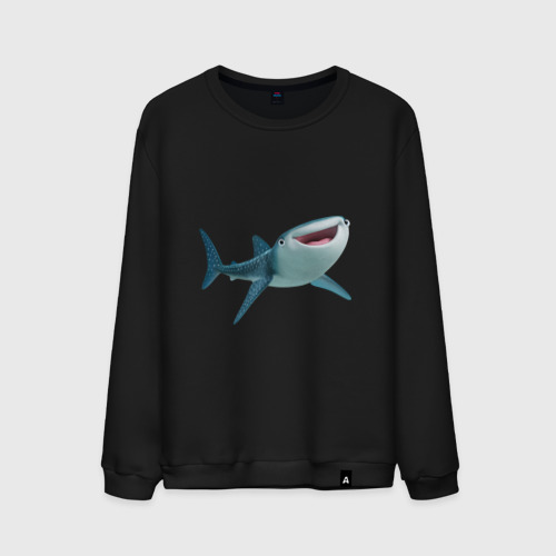 Мужской свитшот хлопок Веселая акула, цвет черный