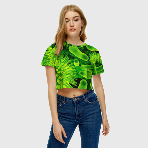 Женская футболка Crop-top 3D Вирус, цвет 3D печать - фото 4