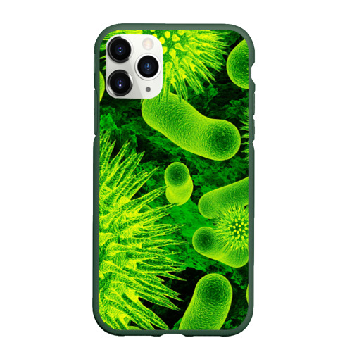 Чехол для iPhone 11 Pro матовый Вирус, цвет темно-зеленый