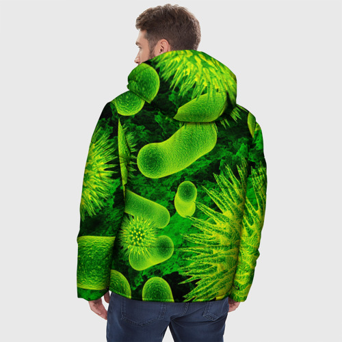 Мужская зимняя куртка 3D с принтом Вирус, вид сзади #2
