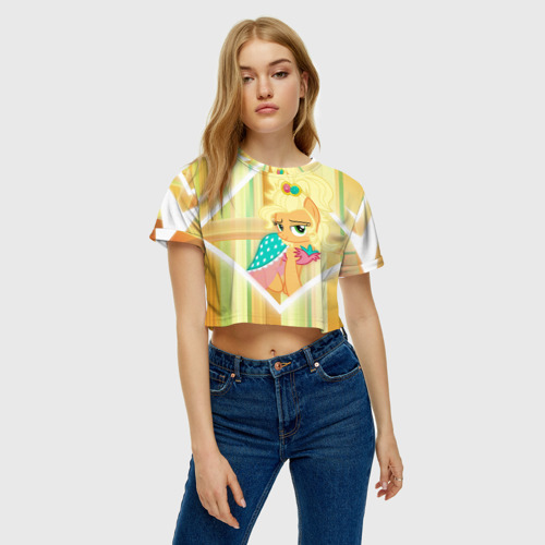 Женская футболка Crop-top 3D Yellow, цвет 3D печать - фото 4