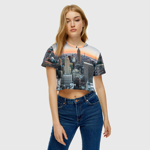 Женская футболка Crop-top 3D Америка, цвет 3D печать - фото 3