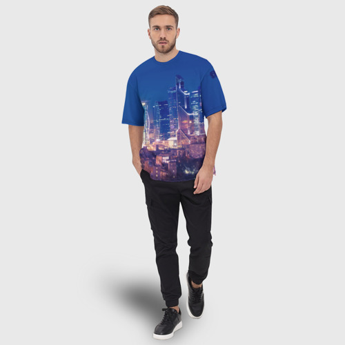 Мужская футболка oversize 3D Ночная Москва, цвет 3D печать - фото 5