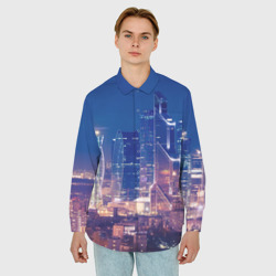 Мужская рубашка oversize 3D Ночная Москва - фото 2