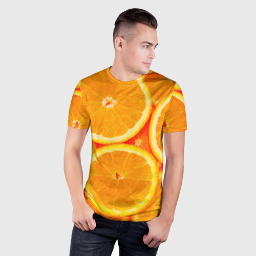 Мужская футболка 3D Slim Апельсины, цвет 3D печать - фото 3