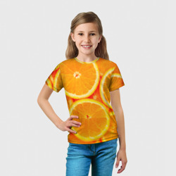 Футболка с принтом Апельсины для ребенка, вид на модели спереди №3. Цвет основы: белый