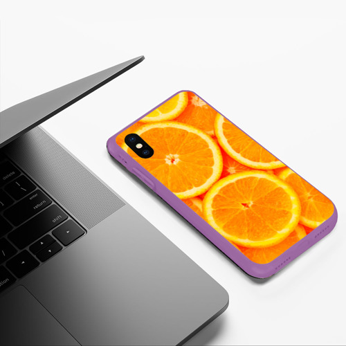 Чехол для iPhone XS Max матовый Апельсины, цвет фиолетовый - фото 5