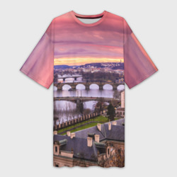 Платье-футболка 3D Прага Чехия