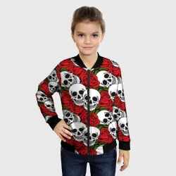 Детский бомбер 3D Черепа в розах - фото 2