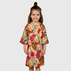 Детское платье 3D Черепа в цветах - фото 2