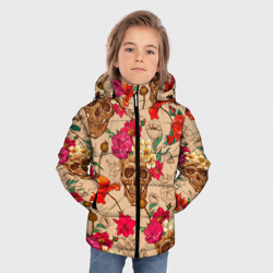 Зимняя куртка для мальчиков 3D Черепа в цветах - фото 2