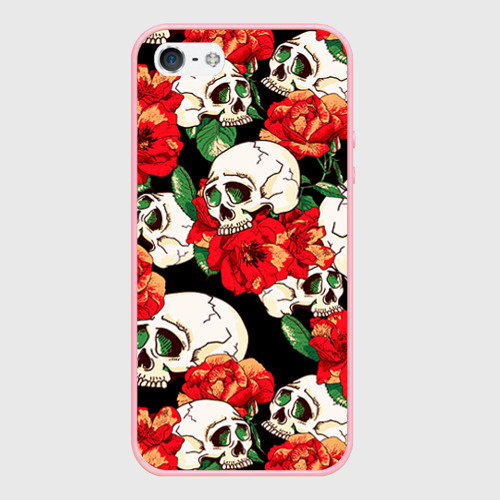 Чехол для iPhone 5/5S матовый Черепки и розы