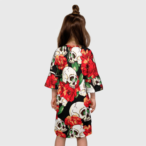 Детское платье 3D Черепки и розы, цвет 3D печать - фото 5
