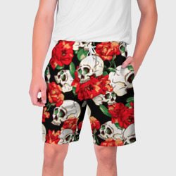 Мужские шорты 3D Черепки и розы