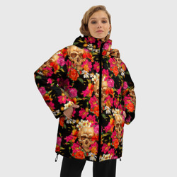 Женская зимняя куртка Oversize Цветочные черепки - фото 2
