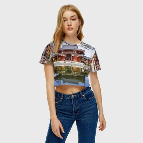 Женская футболка Crop-top 3D Япония, цвет 3D печать - фото 3