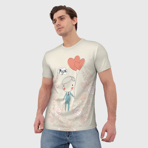 Мужская футболка 3D Муж с шариками, цвет 3D печать - фото 3