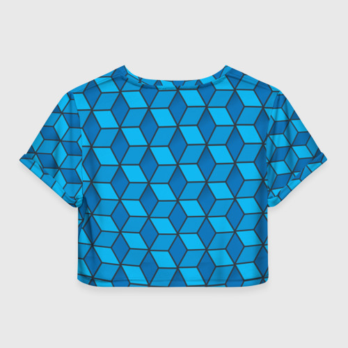 Женская футболка Crop-top 3D Blue cube, цвет 3D печать - фото 2