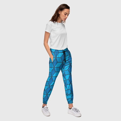 Женские брюки 3D Blue cube, цвет 3D печать - фото 5