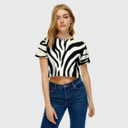 Женская футболка Crop-top 3D Раскрас зебры - фото 2