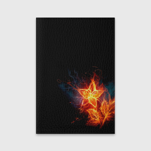 Обложка для паспорта матовая кожа Огненный цветок, цвет черный