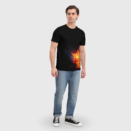Мужская футболка 3D Огненный цветок, цвет 3D печать - фото 5