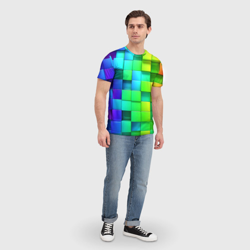 Мужская футболка 3D Кубики, цвет 3D печать - фото 5