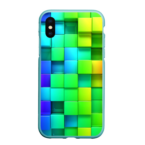 Чехол для iPhone XS Max матовый Кубики, цвет мятный