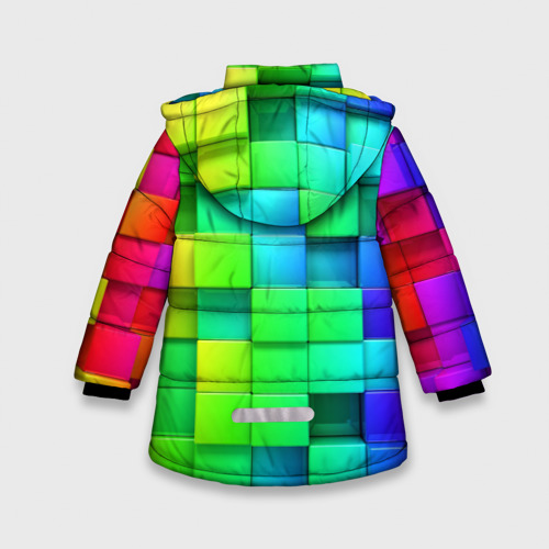 Зимняя куртка для девочек 3D Кубики, цвет черный - фото 2