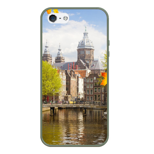 Чехол для iPhone 5/5S матовый Amsterdam, цвет темно-зеленый