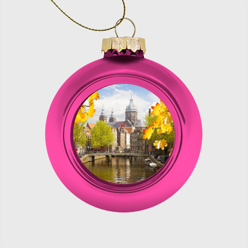 Стеклянный ёлочный шар Amsterdam, цвет розовый