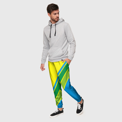 Мужские брюки 3D Линии, цвет 3D печать - фото 3