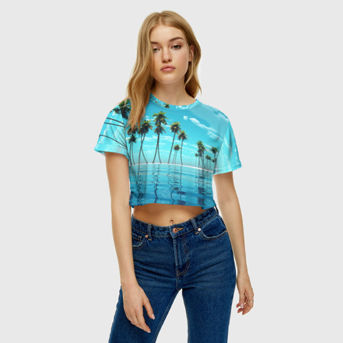 Женская футболка Crop-top 3D Фиджи, цвет 3D печать - фото 4