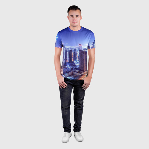 Мужская футболка 3D Slim Ночной Дубай, цвет 3D печать - фото 4