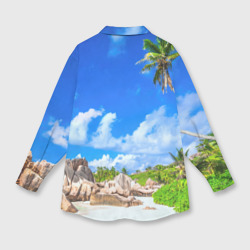 Рубашка с принтом Сейшельские острова для любого человека, вид сзади №1. Цвет основы: белый