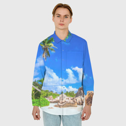 Мужская рубашка oversize 3D Сейшельские острова - фото 2