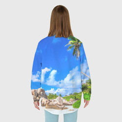 Рубашка с принтом Сейшельские острова для любого человека, вид сзади №2. Цвет основы: белый