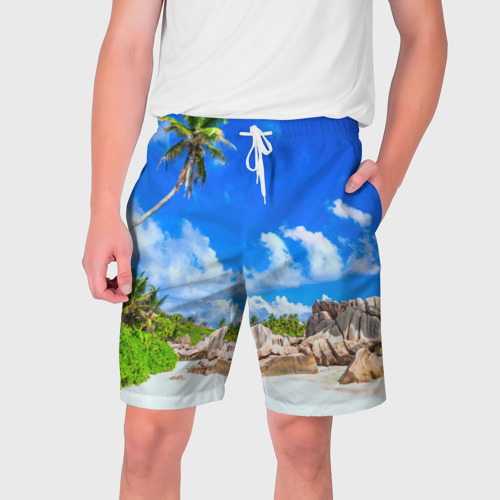 Мужские шорты с принтом Сейшельские острова, вид спереди №1