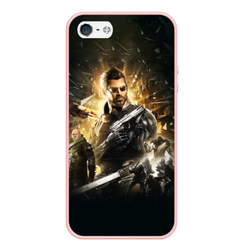 Чехол для iPhone 5/5S матовый Deus Ex: Mankind Divided, цвет светло-розовый