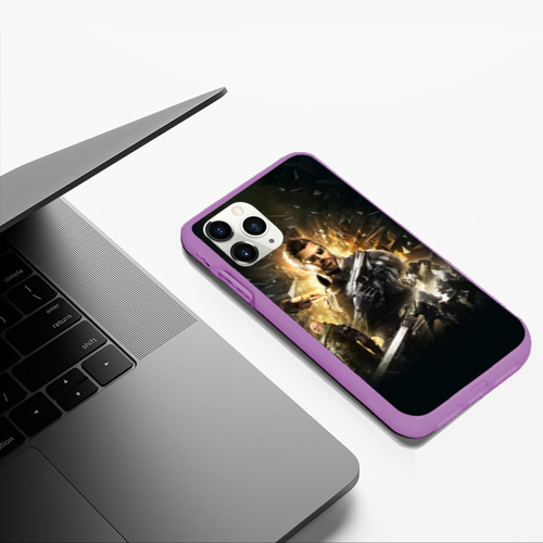 Чехол для iPhone 11 Pro Max матовый Deus Ex: Mankind Divided, цвет фиолетовый - фото 5