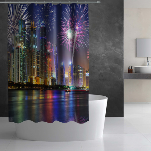 Штора 3D для ванной Салют в Дубае - фото 2